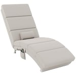 HOMCOM Fauteuil relax salon fauteuil de massage et chauffage meridienne chaise longue d'intérieur, fauteuil de relaxation avec télécommande et oreiller, chambre à coucher, salon, tissu effet lin crème