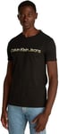 Calvin Klein T-Shirt Manches Courtes Homme Two Tone Institutional Tee Col Ras-du-Cou, Noir (CK Black), XL