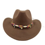 Fedora Solid Color Cowboy Hat Roll Brim Sticky Hat Syksy- ja talvihattu naisille Miesten ulkoilu jazz-hattu Länsi-Cowboy-hattu