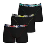 Athena Lot de 3 Boxers Homme Endurance 24h-Traitement Anti-Bactérien, Coupe Sport, Triple Couture, Doublure à l’Avant-Oeko-TEX sous-vêtement, Noir/Noir/Noir