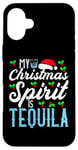 Coque pour iPhone 16 Plus My Christmas Spirit Is Tequila. Boire de Noël drôle