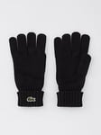 Lacoste Logo Wool Gloves - Black, Black, Size M, Men