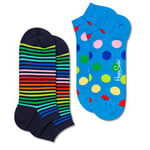 Happy socks Strømper 2P Mini Stripe Low Sock Marine/Blå bomull Str 41/46