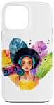 Coque pour iPhone 13 Pro Max Fille noire, afro, femme de musique, jolie fille