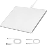 Touchpad Pour Mac Et Windows, Pavé Tactile Haute Précision Avec Surface En Verre Et Base En Métal, Pavé Tactile En Mode Double Câblé Pour Macbook/Pc/Ordinateur Portable (Blanc)