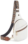 Telena Bum Bag Sac poitrine pour femmes, Sac à bandoulière pour femmes Sac à bandoulière en faux cuir Sac à bandoulière Petit sac à bandoulière pour femmes, Beige avec marron