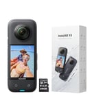 Insta360 X3-360 Degree Waterproof Action Camera with 1/2" Sensor, 5.7K 360, 72MP 360 Photos, Stabilisation, 2.29" Touch Screen, AI Editing, Live Streaming, Webcam, Voice Control with 256GB Memory Card