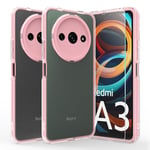 Fyriswho Coque pour Xiaomi Redmi A3 4G (6.71") + 1 Verres de Protection, Housse 360 Degrés Protection Antichoc Transparent Coque Silicone Intégrale Etui pour Xiaomi Redmi A3 4G - Rose