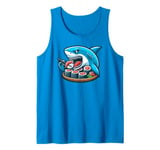 Blue Shark Eating Sushi Sushi Rolls Tank Top