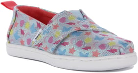 Toms Tiny Alpargata Pastel Charm Hoop & Loop Girls Shoes Blue Multi UK 6 - 10