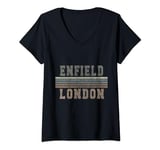 Womens Retro Enfield London England V-Neck T-Shirt