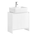 SoBuy Meuble sous Lavabo, Meuble sous Vasque, Meuble Salle de Bain avec 2 Portes et 2 Étages, Placard de Rangement Salle de Bain, L60 x P30 x H61 cm, Blanc, BZR157-W