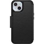 OtterBox Strada Coque pour iPhone 15 pour MagSafe, Antichoc, anti-chute, cuir de qualité, 2 porte-cartes, supporte 3 x plus de chutes que la norme militaire, Noir, Livré Sans Emballage