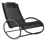 Patio Rocking Chair Orbital Zero Gravity Seat Pool Chaise with Pillow