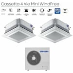 Climatiseur Samsung dual split inverter cassette 4 voies mini windfree 12+18 avec aj068txj3kg/eu r-32 12000+18000 wi-fi en option avec grille incluse