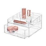 iDesign Drawers boite lunettes, boite empilable en plastique pour lunettes de lecture, de soleil, etc., boite tiroir à 3 tiroirs, transparent