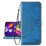 COTDINFORCA Huawei P40 Lite 5G Case Flip for Girls,Wallet Cover Bookstyle Pu Leather Flip Magnetic Strap Retro Elegant Shockproof Slim Stand Case For Huawei Nova 7 SE Half Mandala Blue SD