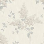 Tiffany Fiore Belgravia Wallpaper Beige 41311 Lilacs Flowers Leaves Floral Vinyl