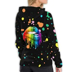 Tanersoned Lip-Rainbow-Decal-Rainbow Hoodie Women Fashion Warm Winter Sport Casual(XX-Large,Black)