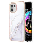 IMEIKONST Glitter Case Compatible with Motorola Moto Edge 20 Lite Phone Case Marble Design Shockproof Slim Glossy Soft TPU Bumper for Girls Women Cover for Moto Edge 20 Lite. White YBM1