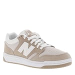 Baskets basses New Balance 480 en cuir nubuck beiges et à lacets