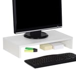 Support d'écran d'ordinateur monitor, réhausseur pour moniteur avec tablette de séparation, longueur 50 cm, en mélaminé blanc mat - Blanc