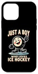 Coque pour iPhone 12 mini Just a Boy Who Loves Palet de hockey sur glace pour garçon