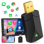 Adaptateur sans Fil Android Auto & Carplay 2 en 1, convertisseur Filaire vers carplay sans Fil, avec Adaptateur de Type C, Easy Plug & Play, Mini & Stable, WiFi 5,8 GHz, Compatible avec 98% de