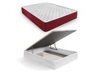 HOGAR24 ES Lot de Matelas à mémoire de Forme Spring Plus 15 + canapé en Bois rembourré Grande capacité | Couleur Arctique | Dimensions : 105 x 190 cm