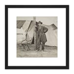 Mathew B Brady Ulysses S Grant 8X8 Inch Square Wooden Framed Wall Art Print Picture with Mount