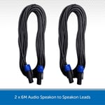 2 x 6M Audio Speakon to Speakon Leads Speaker Cable PA DJ Disco Studio