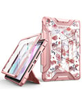 SURITCH for iPad 9th/8th/7th Generation Case/iPad 10.2 Case,[Built in Screen Protector] [Pencil Holder] Shockproof Rugged Protective Cover and DropProof Stand Designed for iPad 10.2"-Rose Gold Marble