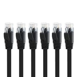 Yauhody CAT 6 Ethernet Cable 2m CAT6 Network Cable 2m Black internet Cable 2m High Speed Solid Flat CAT6 Gigabit Internet Network Cables 2m Patchcable CAT6 Lan Cable 2M for Modem, Router, Computer