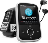 Lecteur Mp3 Bluetooth Avec Clip Sport | Écouteurs Filaires Inclus | Mp3 Lecteur Avec Mémoire De 16Go,Extensible À 128 Go | Écran Couleur Hd,Autonomie De 34 Heures | Sd Et Usb-C | Mp3 Go