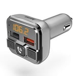 Hama Bluetooth FM Transmitter for Car Radio with Car Charger, Hands Kit (Car Adapter for Cigarette Lighter Socket with Connections for MicroSD, USB Stick and QC 3.0 for Charging) Silver