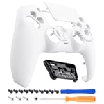 eXtremeRate Luna Coque Redessinée pour ps5 Manette, Coque de Remplacement pour ps5 Manette BDM-010/020/030/040, Façade avec Pavé Tactile pour ps5 Manette, Blanche Pur