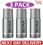 3PACK Hugo Boss Bottled Deodorant Spray 150ml x 3 - BRAND NEW- NEXT DAY DELIVERY