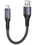 Câble Usb C Court 30Cm/0.3M 10Gbps Usb3.2 Gen2 Câble De Données Type C Android Auto Qc3.0 3.1A Usb A À C Chargeur Rapide Pour Samsung Note20 Galaxy S23/S22 Z Flip 5 Pixel 8 Oneplus 11 Gris