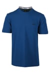 BOSS Green Taddy Mens Cotton Piqué T-Shirt with Oxford-Jacquard Back Collar - Blue - Size Medium