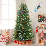 SHareconn 6ft PE+PVC RGB Pre Lit Artificial Christmas Tree with 320 Color Changing RGB Lights, Remote Control, Fake Pre-Lit Lush Fir Tree with 1874 Branch Tips for Xmas Decoration