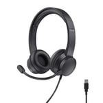 Trust Roha II Casque USB avec Micro Léger on Ear, Arceau Réglable, Microphone Flexible, Câble 1,8 m, Casque Audio PC Filaire pour Ordinateur Portable Bureau Teletravail Chat Zoom Teams - Noir