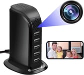 Caméra Espion cachée,HD 1080p WiFi avec Chargeur USB 5 Ports Prise sans Fil Mini caméra Espion pour Surveillance à Domicile avec détection de Mouvement Vue à Distance(Q1269)