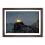 Big Box Art Moon Behind The Mountains in Canada Framed Wall Art Picture Print Ready to Hang, Walnut A2 (62 x 45 cm)