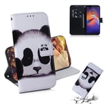 Motorola E6 Play - Mönster läderfodral / plånboksfodral Panda