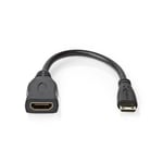 Nedis High Speed ​​HDMI ™ kabel med Ethernet | HDMI™ Mini kontakt | HDMI™ Utgång | 4K@30Hz | 10.2 Gbps | 0.20 m | Rund | PVC | Svart | Låda