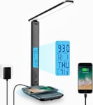 Desk Lamp with Wireless Charging 10W Clock - LAOPAO LED Light USB Charging Port