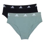 adidas Truser 2P Bikini Brief Svart/Grønn bomull Small Dame