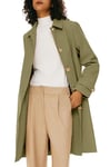 Orolay Trench-Coat Mi-Long à Boutonnage Simple pour Femme Manteau D'extérieur Coupe-Vent à Revers Classique Vert L