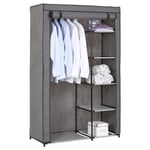 Idimex - Garde-robe en tissu tanja armoire en tissu avec 5 tablettes et 1 tringle, rangement pour vêtements, coloris gris anthracite - Anthracite