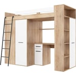 Armoire de lit mezzanine échelle pour enfants vérana l cm h190x120x236 blanc oak